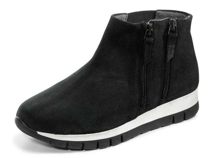 Stiefel & Stiefeletten - Bootie mit zwei Reissverschlüssen, in Größe 036 bis 042, in Farbe SCHWARZ Ansicht 1