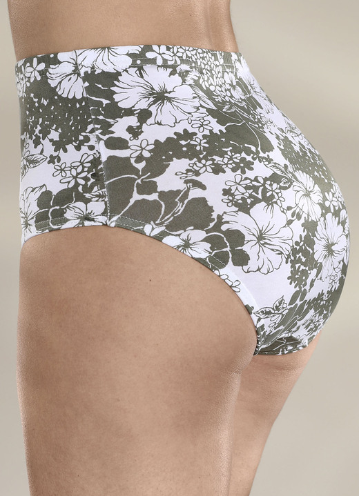 Slips - Fünferpack Slips mit Floraldruck, in Größe 038 bis 056, in Farbe WEISS-OLIV Ansicht 1