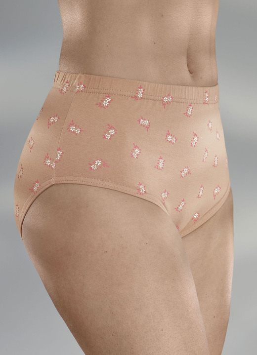 Slips - Viererpack Slips mit Blümchendessin, in Farbe CAPPUCCINO-BUNT Ansicht 1