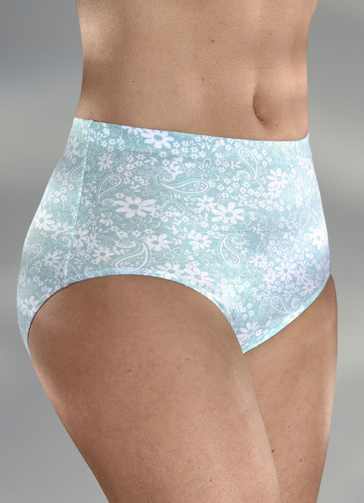 - Viererpack Slips mit Floraldruck, in Größe 040 bis 054, in Farbe AQUA-WEISS Ansicht 1