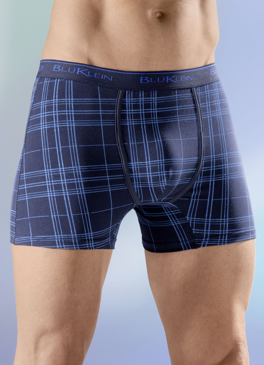 - Dreierpack Pants, kariert mit Elastikbund, in Größe 005 bis 011, in Farbe 2X NAVY-BLAU, 1X BLAU-NAVY