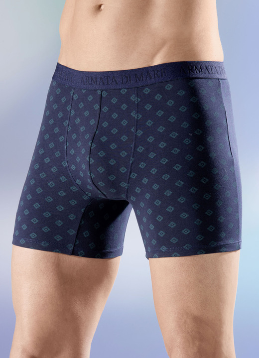 Pants & Boxershorts - Dreierpack Pants, allover dessiniert, in Größe 005 bis 011, in Farbe NAVY-PETROL