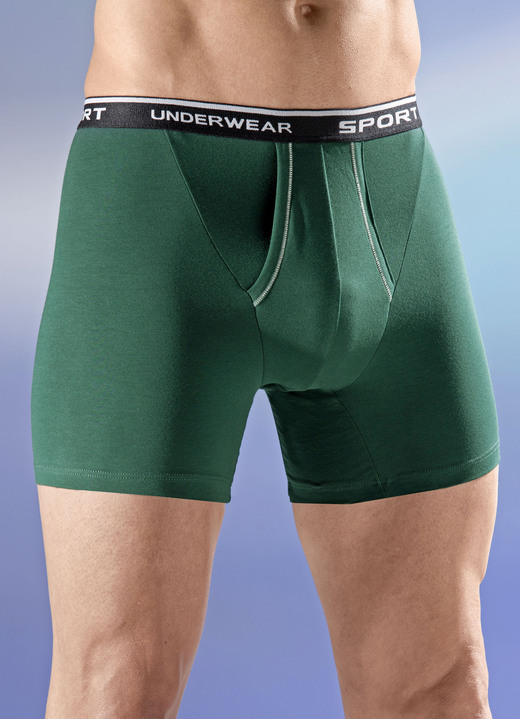 Pants & Boxershorts - Dreierpack Pants mit Eingriff, in Größe 004 bis 010, in Farbe 1X TANNENGRUEN, 1X NAVY, 1X BORDEAUX