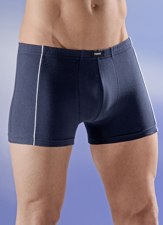 Pants & Boxershorts - Viererpack Pants mit Dehnbund und Paspeln, in Größe 3XL bis XXL, in Farbe 1X MARINE, 1X JEANSBLAU, 1X GRAU, 1X SCHWARZ