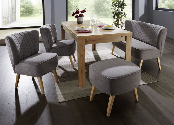 Stühle & Sitzbänke - Moderne Esszimmermöbel mit Holzfüssen in Buche, in Farbe HELLGRAU, in Ausführung Zweisitzer Ansicht 1