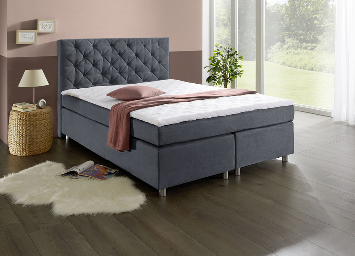 - Boxspringbett mit Topper, in Farbe ANTHRAZIT