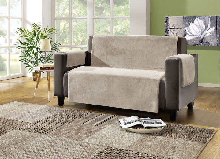 Sessel- & Sofaüberwürfe - Sessel-,Couch- und Armlehnenschoner mit Anti-Rutsch-Beschichtung, in Größe 100 (Sesselschoner, 50x140 cm) bis 865 (2 Armlehnenschoner, 55x 38 cm), in Farbe NATUR Ansicht 1