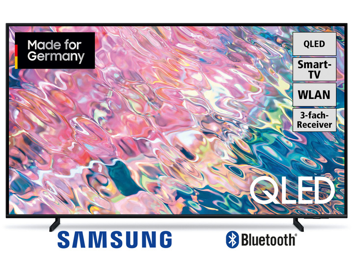 Fernseher - Samsung 4K-QLED-Ultra-HD-Fernseher mit Smart-TV und WLAN, in Farbe SCHWARZ Ansicht 1