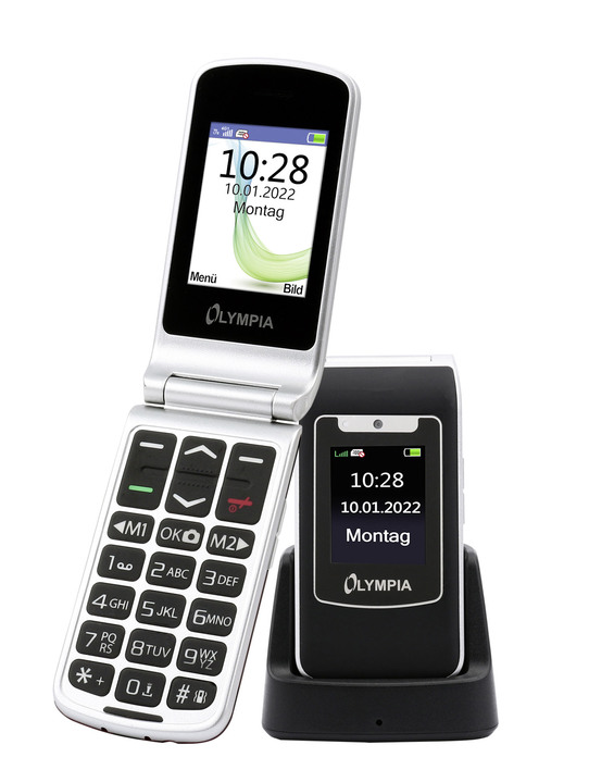 Mobil-Telefone - Olympia Style-Duo Klapphandy mit extra grosser Schrift, in Farbe SCHWARZ Ansicht 1