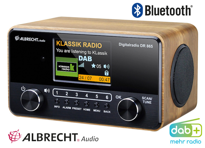 Musikanlagen - Albrecht DR865 Digital-Radio in edler Holzoptik, in Farbe BRAUN Ansicht 1