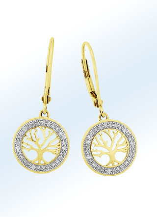 Lebensbaum - Ohrringe mit Diamanten