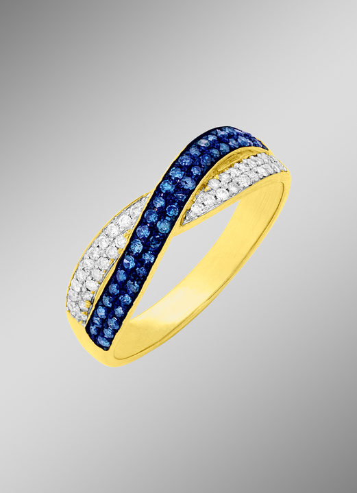 Ringe - Damenring mit weissen und blauen Diamanten, in Größe 160 bis 220, in Farbe  Ansicht 1
