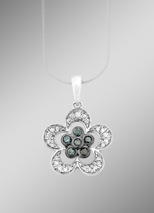 Anhänger - Anhänger im Blumen-Design mit Brillanten und Diamanten, in Farbe , in Ausführung Anhänger