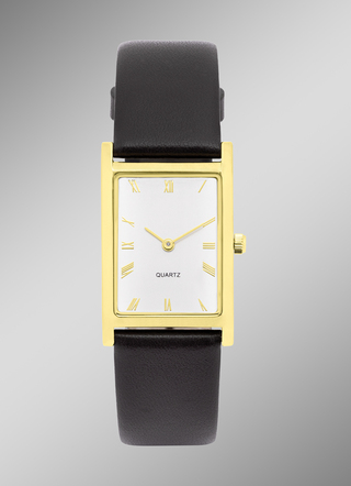 Quartz-Damenuhr mit Edelstahlgehäuse und Lederband