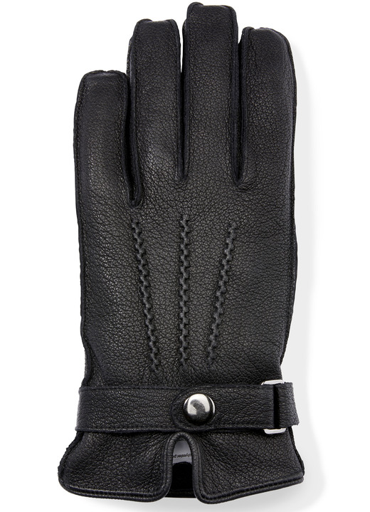 Handschuhe - Herren-Handschuh aus weichem Ziegen-Nappaleder, in Größe L bis M, in Farbe SCHWARZ Ansicht 1