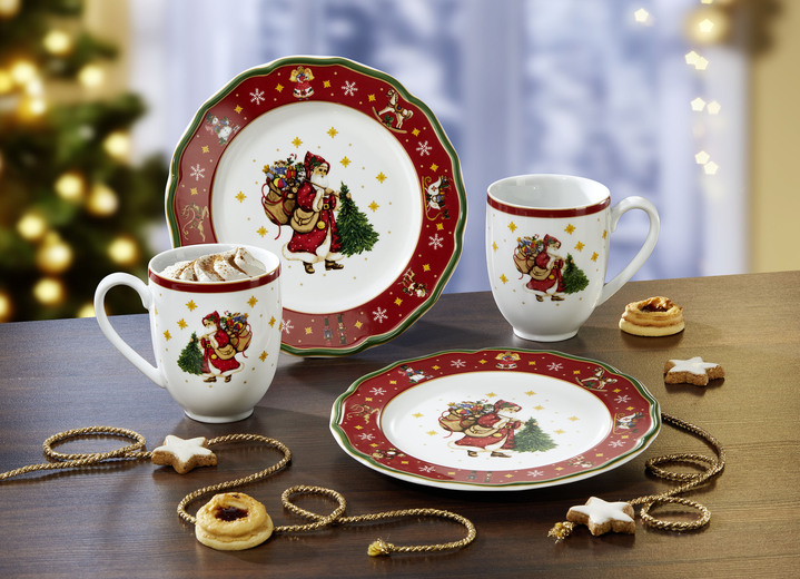 - Gedeck-Set  4-teilig, in Farbe ROT-WEISS
