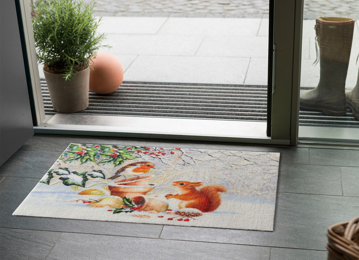 - Fussmatte Eichhörnchen mit Vogel, in Farbe BUNT