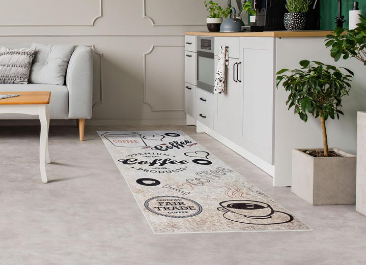 Läufer & Stufenmatten - Küchenläufer für Fußbodenheizung geeignet, in Farbe BEIGE-BRAUN, in Ausführung 65 x 180 cm Ansicht 1