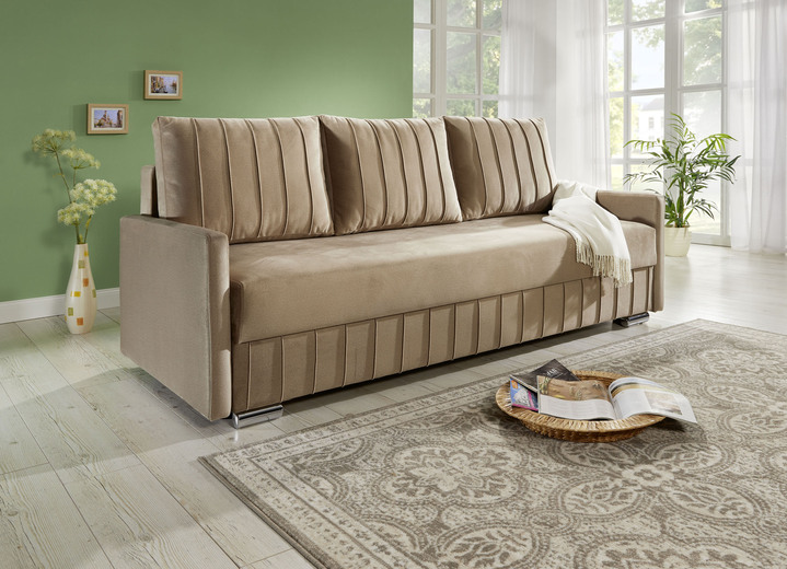 Bettsofas - Schlafsofa mit Bettkasten, in Farbe BEIGE Ansicht 1