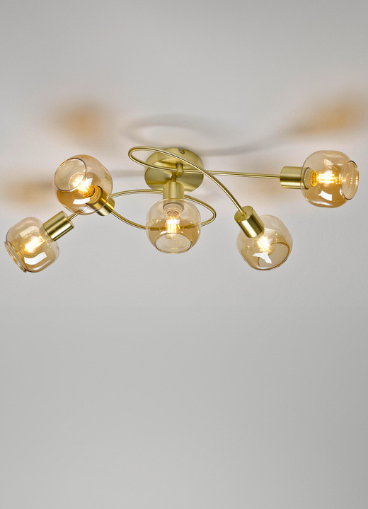 Deckenlampe - Stilechte Deckenleuchten mit getöntem Glas, in Farbe SCHWARZ-NATUR, in Ausführung Deckenleuchte, 4-flammig Ansicht 1