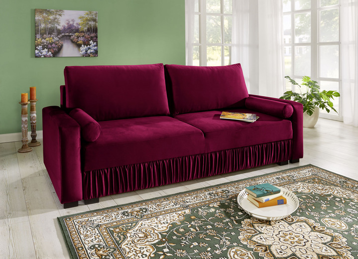 - Schlafsofa mit 2 Rückenkissen, in Farbe ROT Ansicht 1