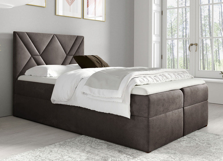 - Boxspringbett mit Bettkasten und Topper, in Farbe DUNKELBRAUN
