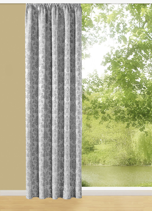 Klassisch - Blickdichter Übervorhang mit Universalschienenband, in Größe 358 (H145xB140 cm) bis 456 (H245xB140 cm), in Farbe SILBER Ansicht 1
