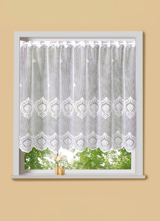 Klassisch - Kleinfenster-Vorhang mit Stangendurchzug, in Größe 879 (H80xB100 cm) bis 899 (H100xB200 cm), in Farbe WEISS