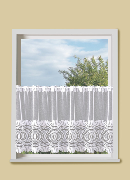 Kurzgardinen - Kurzvorhang mit Stangendurchzug, in Größe 828 (H50xB145 cm) bis 889 (H78xB170 cm), in Farbe WEISS Ansicht 1