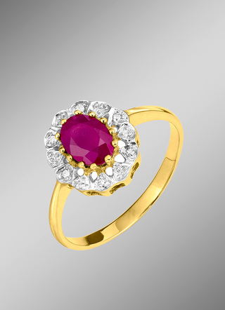 Damenring mit Diamanten und Rubin