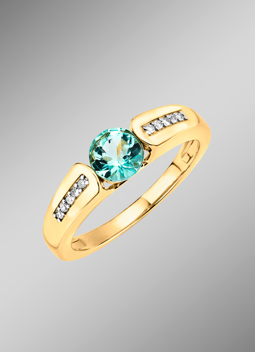 - Hochwertiger Damenring mit Smaragd un Diamanten, in Größe 160 bis 220, in Farbe  Ansicht 1