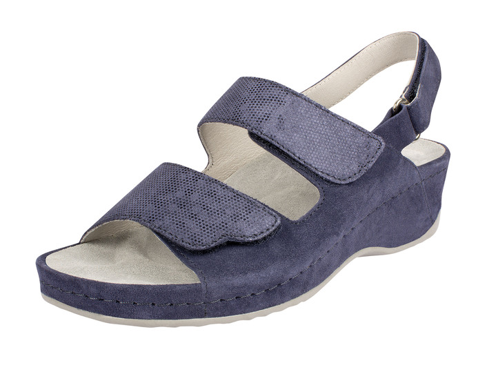 - Bequeme Klett-Sandalette aus Velours-Leder, in Größe 036 bis 042, in Farbe BLAU Ansicht 1