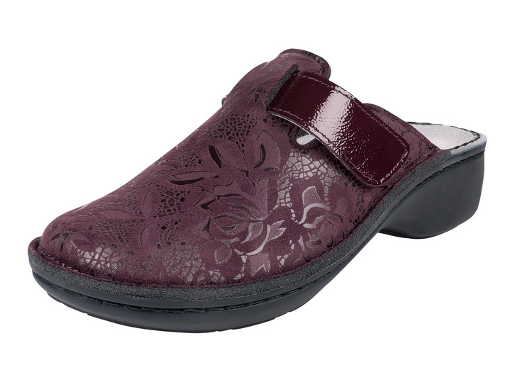- Bequem-Clog aus Stretchmaterial , in Größe 036 bis 042, in Farbe BORDEAUX