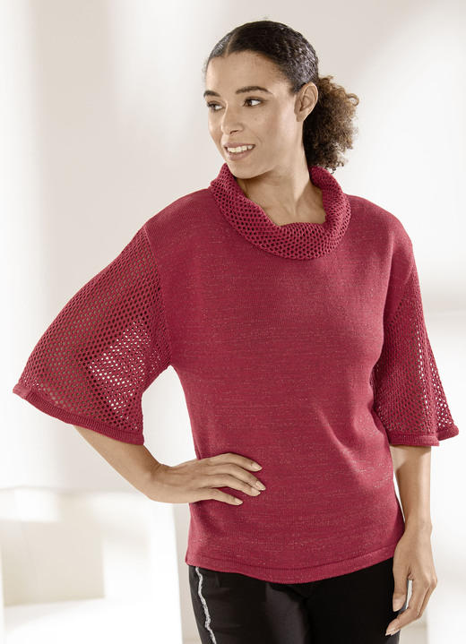 Pullover & Strickmode - Pullover mit Glitzereffekten, in Größe 036 bis 052, in Farbe ROT