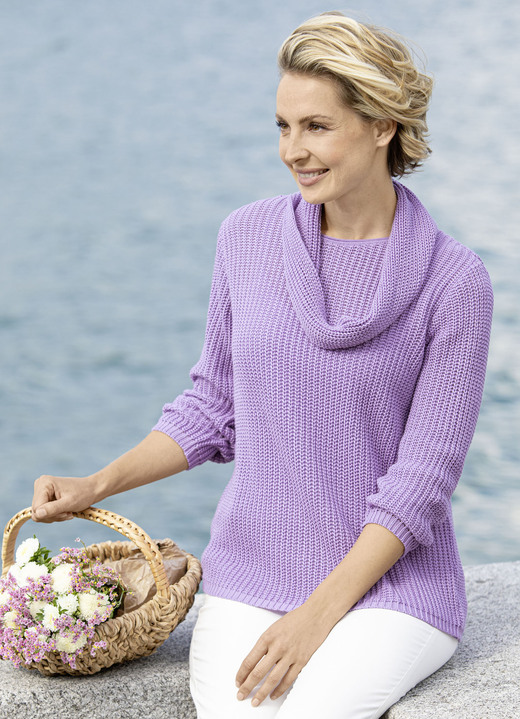 Pullover - Pullover in Perlfang, in Größe 036 bis 052, in Farbe LAVENDEL