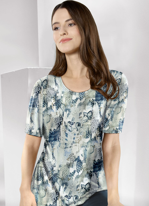 - Pulli in Feinstrick, in Größe 038 bis 052, in Farbe ECRU-BLEU-MULTICOLOR