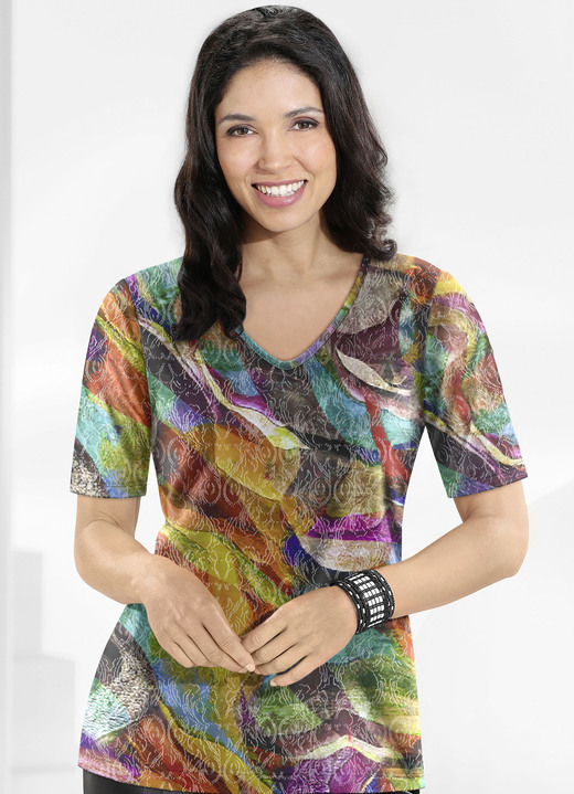 - Pulli in Feinstrick, in Größe 038 bis 054, in Farbe TERRA-GRÜN-MULTICOLOR