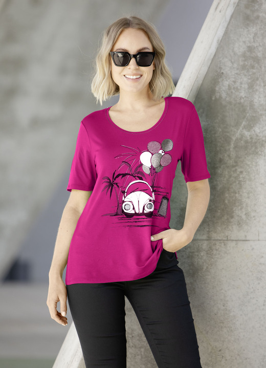 Shirts - Shirt mit Flatlock-Naht in 3 Farben, in Größe 036 bis 052, in Farbe FUCHSIA Ansicht 1