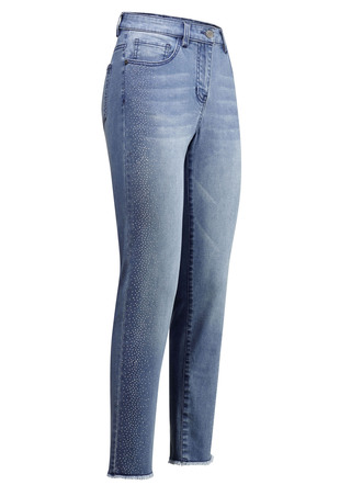 Edel-Jeans mit tollen Glitzersteinchen und Fransensaum
