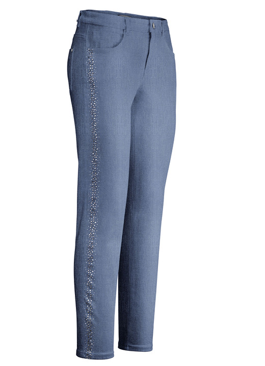 Hosen - Edel-Jeans mit effektvollen Strasssteinen, in Größe 017 bis 052, in Farbe JEANSBLAU Ansicht 1
