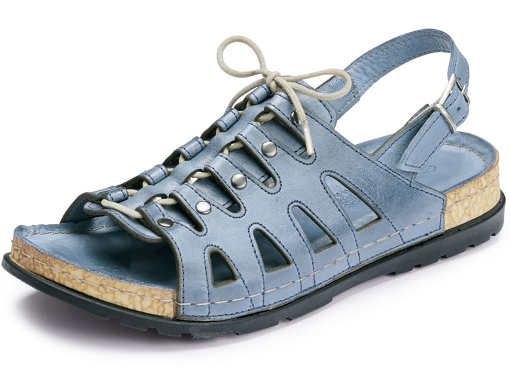 Sandaletten & Pantoletten - Gemini Sandale mit elastischer Zierschnürung, in Größe 036 bis 042, in Farbe JEANS Ansicht 1