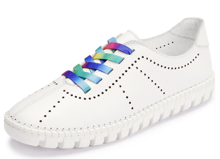 Slipper & Schnürschuhe - Gemini Schnürschuh mit Schnürsenkel in Regenbogen-Farben, in Größe 036 bis 042, in Farbe WEISS Ansicht 1