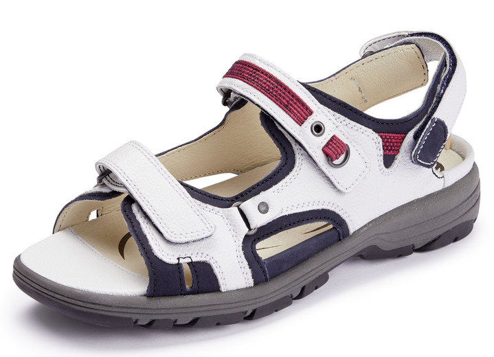 Sandaletten & Pantoletten - Waldläufer, sportliche Damen-Sandalen, Weite H, mit herausnehmbarem Fussbett, in Größe 4 1/2 bis 9, in Farbe WEISS-BLAU-ROT Ansicht 1
