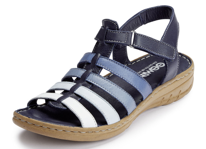 - Gemini Riemchen-Sandale aus Rind-Nappaleder, in Größe 036 bis 042, in Farbe BLAU-WEISS Ansicht 1