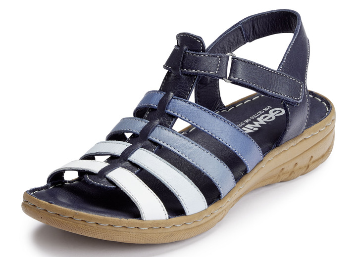 Sandaletten & Pantoletten - Gemini Riemchen-Sandale aus Rind-Nappaleder, in Größe 036 bis 042, in Farbe BLAU-WEISS Ansicht 1