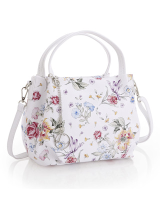 «Laurina»-Tasche aus Kalbleder mit floralem Druck