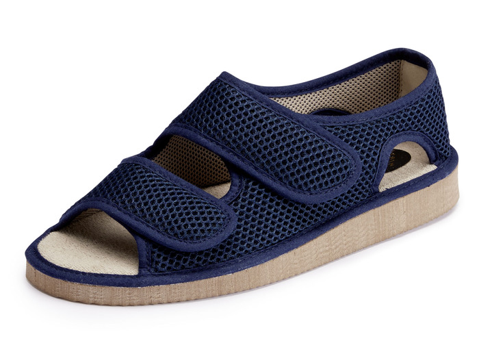 Sandaletten & Pantoletten - Klett-Sandale aus gepolstertem Textilmaterial, in Größe 036 bis 042, in Farbe MARINE Ansicht 1