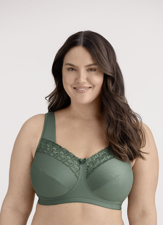 BH ohne Formbügel - Miss Mary BH mit Stickerei, in Größe 080 bis 110, in Cup H, in Farbe GRÜN Ansicht 1