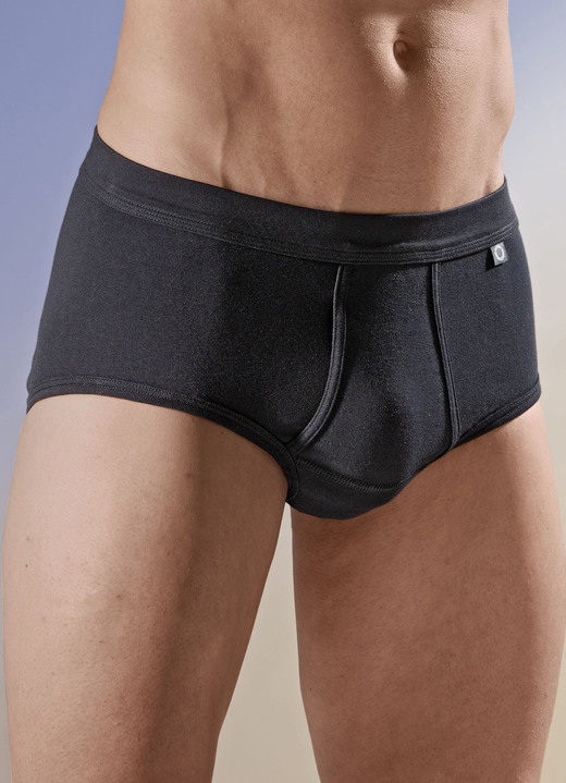 Slips & Unterhosen - Pfeilring Dreierpack Slips aus Feinripp, in Größe 005 bis 011, in Farbe SCHWARZ