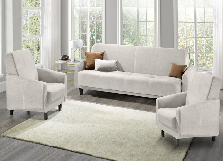 - Besonders komfortable, moderne Polstermöbel, in Farbe CREME, in Ausführung Polstergruppe, 3-teilig